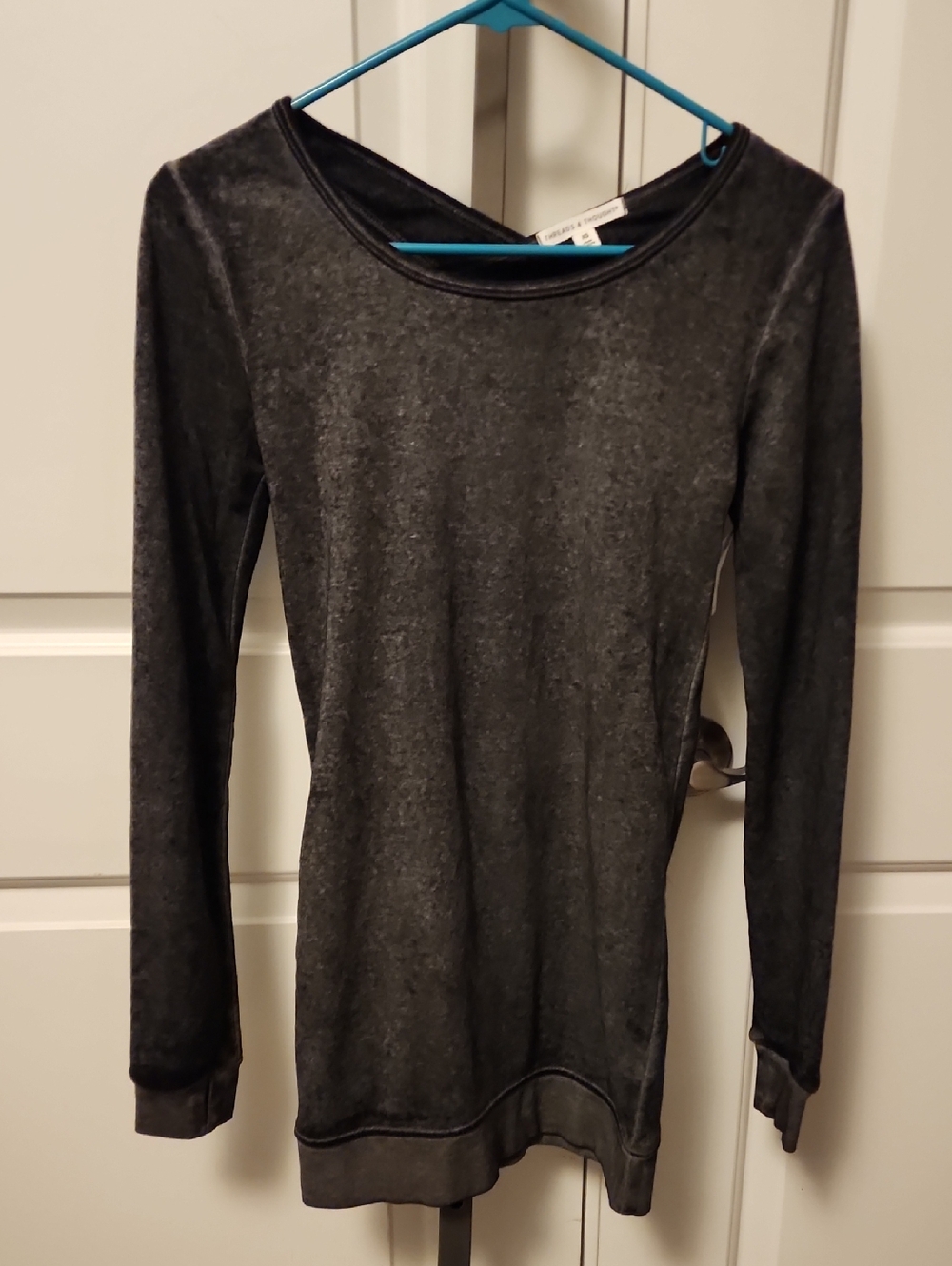 Threads 4 Thought Black Velvet-Texture Long Sleeve Tee
